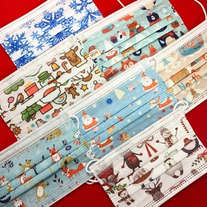 子供用クリスマスマスク / クリスマスフェイスマスク詰め合わせ / 3層使い捨てフェイスマスク / ホリデー / クリスマス / かわいい / クリスマスプレゼント / フェイスマスク / 子供用