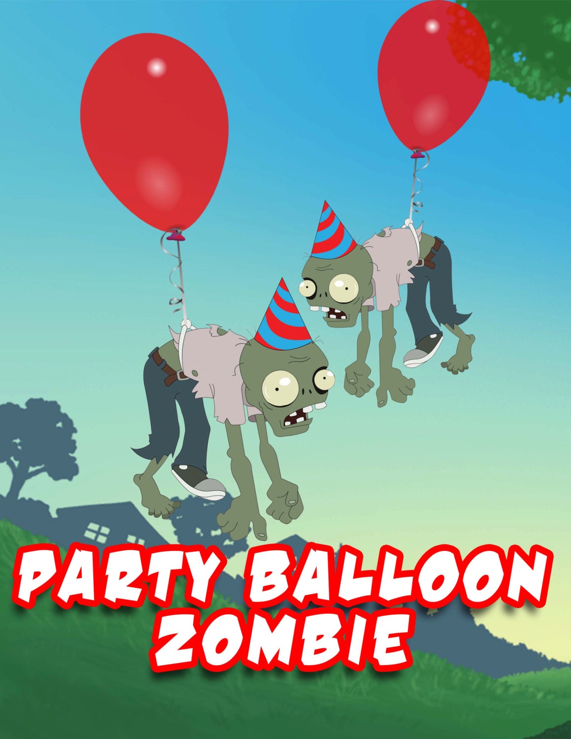 Plants Vs Zombies Balloon Zombie Decor W/ Cactus Plants Vs 