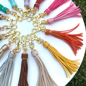 Tassel Keychain, Gift for Her, Leather Keychain, Tassel keychain, keychain, soft keychain, mothers day gift, leather tassel, lobster swivel