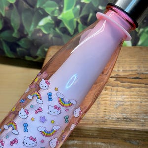 Pastel Kitty Cat Star Toss Water Bottle With Lid/ Hello Reusable bottle/Sanrio /Kitty bottle /Pink Bottle/ Rainbow / Pink bottle / Bows