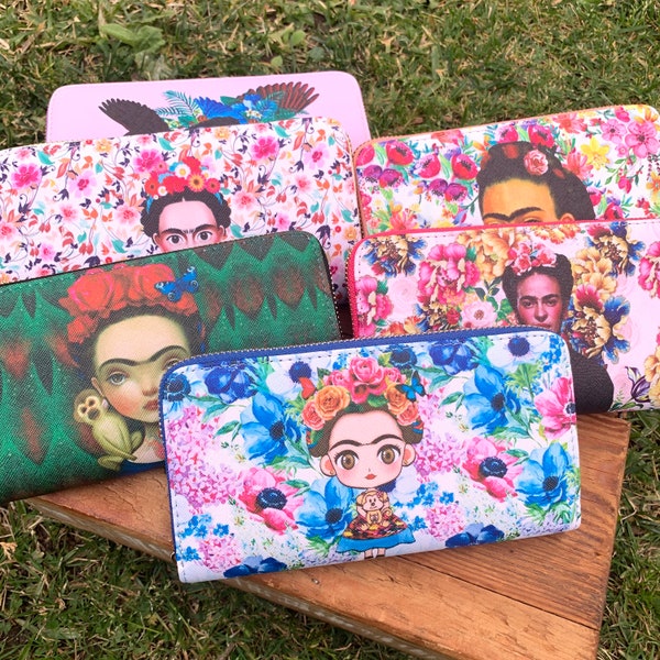 FRIDA KAHLO/ Frida Wallet / Vegan Wallet/ Artesan Mexican wallet / women's wallet/ zipper wallet / cute wallet/ gifts/ for her/mothers day