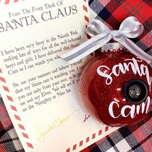 Santa Cam Christmas Ornament, Large Santa Spy Cam, Santa Ornament, Custom Ornament, for Kids, elf cam, custom gift,Personalized Ornament