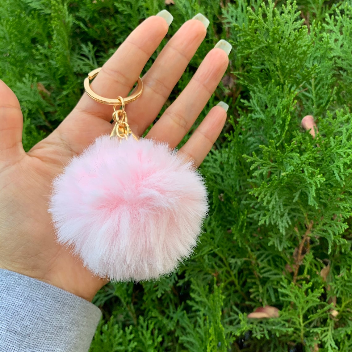 Pom Poms Key Chains / 3 Fluffy Pompoms Key Chain / Faux Etsy