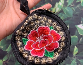 Embroider mini boho bag/ Artisan Bag / Monedero/coin bag/ Mini pouch/ Artesan Mexican pouch/ Bolsita artesana/ Mexican Coin purse/boho bag