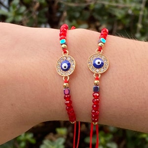 Evil Eye Bracelet/ Cute Evil eye bracelet/ Mal de Ojo /Protection Bracelet/ Jewelry/ rhymestone evil eye/ gifts for her/ Dainty bracelet