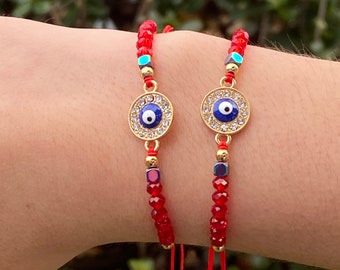 Evil Eye Bracelet/ Cute Evil eye bracelet/ Mal de Ojo /Protection Bracelet/ Jewelry/ rhymestone evil eye/ gifts for her/ Dainty bracelet
