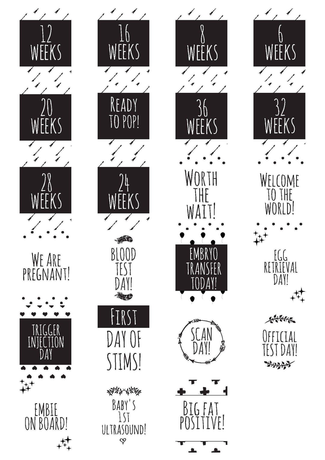 Ivf Pregnancy Milestone Cards ***digital File*** - Etsy