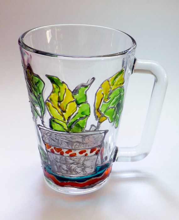 Hand Painted Mugs Hand Painted Cups Painted Tea Glass Mugs Etsy