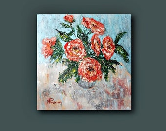 花瓶に生けられたバラの絵画、30 x 40 cm - Etsy 日本