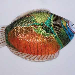 Bemalter Fisch Teller | Maritime Dekoration | Handbemaltes Glas Bemalter Dekorativer Teller | Bemalte Fisch Glasplatte | Bemalter Fisch Glas Teller