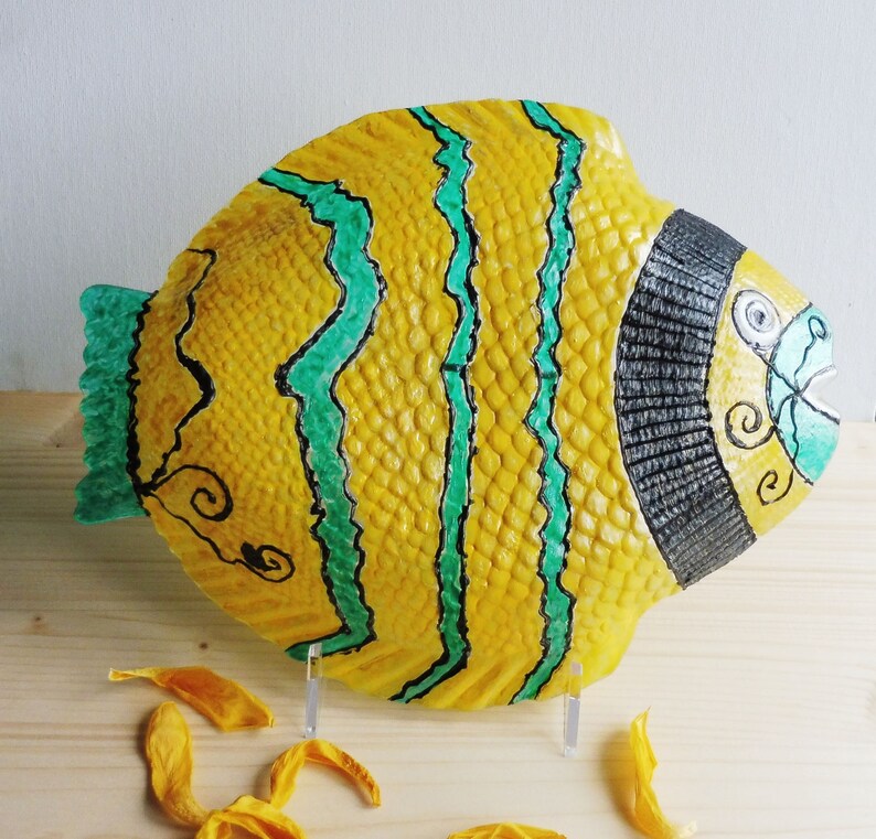 Giallo Decorativi Pesce Piatto Lastra Di Vetro Di Pesce Etsy