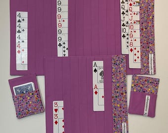 Card Game Organizer Mats: Canasta, Samba, Queens - Set of 2 Card Pockets