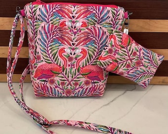 SET- Steph’s Double-Cross Pocket Purse with adjustable strap AND Matching Quilted Glasses case