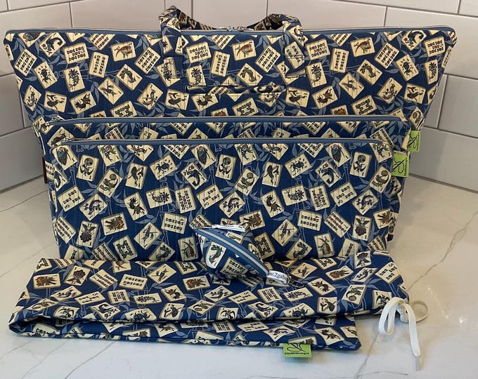 Featured listing image: Steph’s 5 piece Mahjong Tote All Set-w/ drawstring mat bag