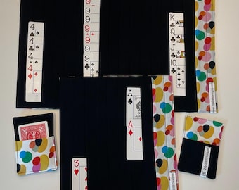 Card Organizer Mats for Samba/Queens/One-Eyed Jacks/Canasta etc...- set of 2 mats for Open and Closed and 2 Double sided Card Holder Pockets