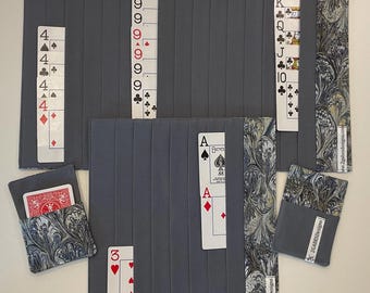 Card Organizer Mats for Samba/Queens/One-Eyed Jacks/Canasta etc...- set of 2 mats for Open and Closed and 2 Double sided Card Holder Pockets