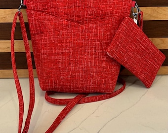 SET- Steph’s Double-Cross Pocket Purse with adjustable strap AND Matching Quilted Glasses case