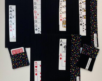 NEW DESIGN-Card Game Organizer Mats: Canasta, Samba, Queens - Set of 2 Card Pockets