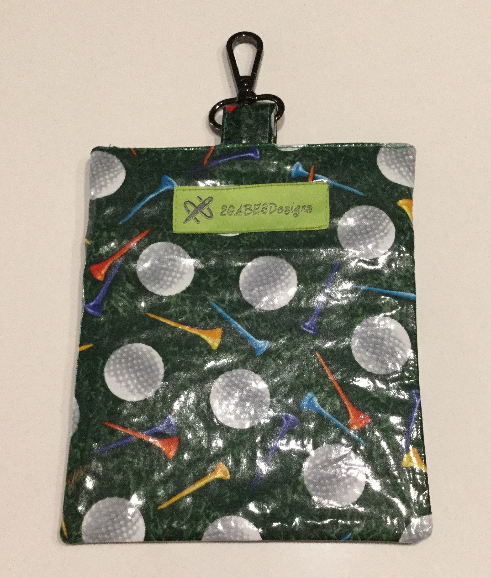 Zippered Hang Bag in Golf balls and tees fabric