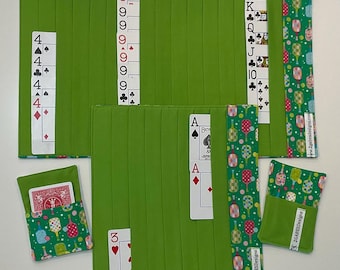 Card Game Organizer Mats: Canasta, Samba, Queens - Set of 2 + Card Pockets