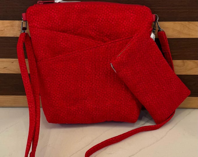 Featured listing image: SET- Steph’s Double-Cross Pocket Purse with adjustable strap AND Matching Quilted Glasses case