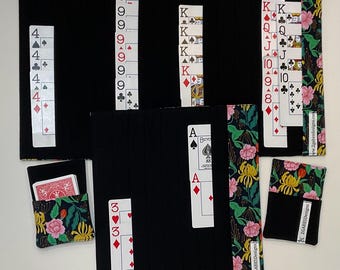 NEW DESIGN-Card Game Organizer Mats: Canasta, Samba, Queens - Set of 2 Card Pockets