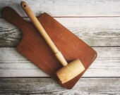 Wooden Meat Hammer, Vintage Wood Hammer, Wooden Mallet, Meat Tenderizer, Primitive Utensils, Rustic Food Photography Props