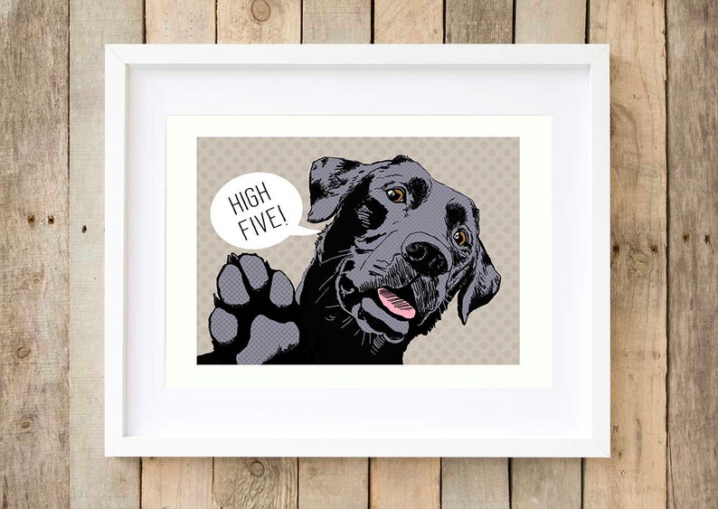 Black Labrador Print Lab Pop Art Wall Decor Personalised Birthday Gift For Dad