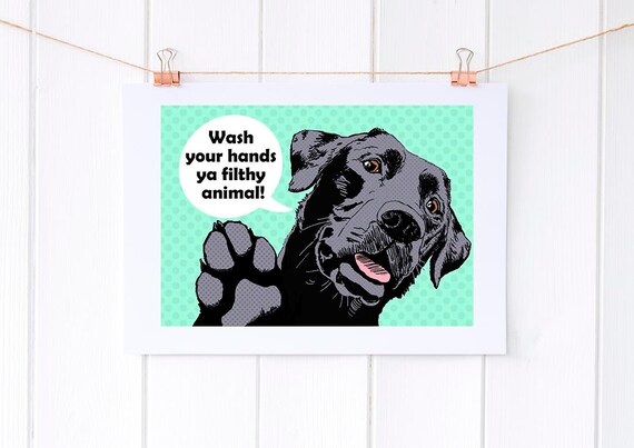 Black Labrador Funny Bathroom Art Bathroom Wall Decor Ya Etsy