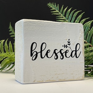 Bible Verse Wood Block Small Christian Gift Wooden Scripture Sign Inspirational Christian Encouragement for Loved Ones Blessed