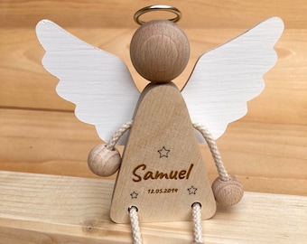 Gepersonaliseerde houten engelenplank met naam, beschermengel, engel voor doop, communie, vormsel