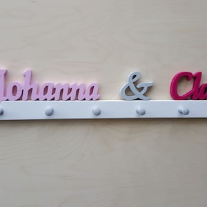 XXL children&#39;s wardrobe hook rack twins siblings coat hook sibling wardrobe name children&#39;s room