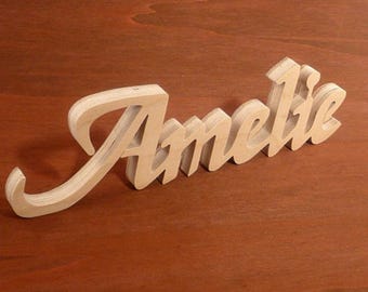 Wooden name sign for standing, wooden letters, name, room word, children's room