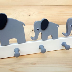 Children&#39;s Wardrobe Wooden Elephant Wall Hook Children&#39;s Room Wardrobe Hook Rail Coat Hook