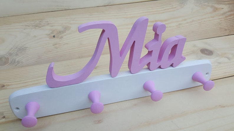 Children's wardrobe name wall hook hook rack coat hook children's room wooden wardrobe image 2