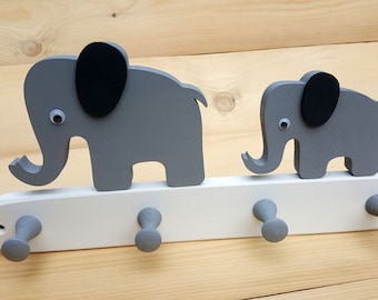 Children's wardrobe wooden elephant wall hook children's room wardrobe hook rail coat hook