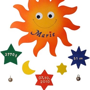 Geschenk Geburt Taufe Mobile Sonne Name Geburtsdatum personalisiert