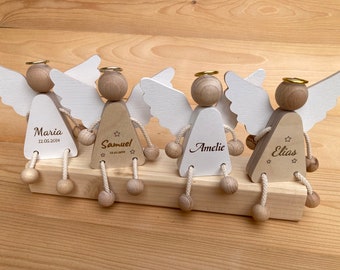 Edge Sitter Angel Guardian Angel made of wood Baptism Birth Angel Engraving personalized