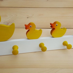 Children&#39;s Wardrobe Wood Duck Duck Wall Hooks Children&#39;s Room Wardrobe Hook Bar Coat Hook
