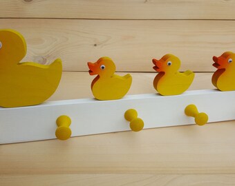 Armario para niños Madera Pato Pato Pared Ganchos Habitación Infantil Armario Gancho Bar Abrigo Gancho