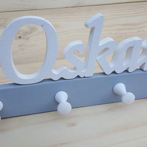 Children's wardrobe name wall hook hook rack coat hook children's room wooden wardrobe image 3