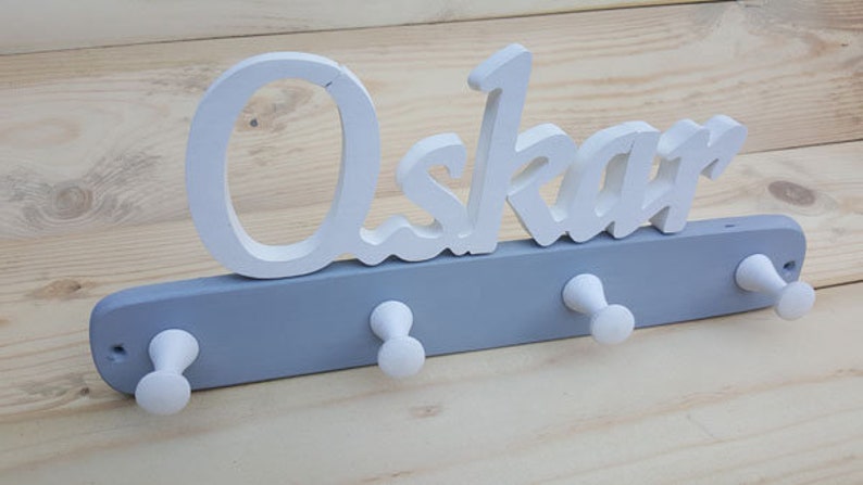 Children's wardrobe name wall hook hook rack coat hook children's room wooden wardrobe image 3