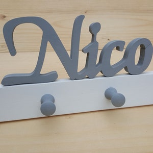 Children&#39;s wardrobe name wall hook hook rail coat hook children&#39;s room wood