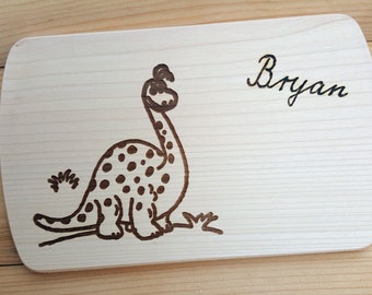 Breakfast Board Dino Name Engraving Wooden Board