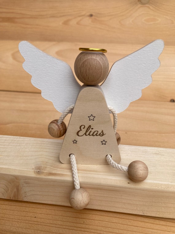 Schutzengel Taufgeschenk Firmung Holz Gravur Name Personalisierung Engel