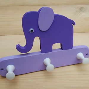 Children&#39;s Wardrobe Wood Elephant Hook Bar Wall Hook Clothes Hanger Coat Hook