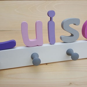 Children&#39;s wardrobe name wall hook hook rack coat hook children&#39;s room wood
