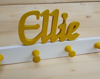 Kindergarderobe met naam, kledinghaken, kledingroede, wandhaken, kinderkamer, baby, doop, geboorte