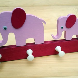 Children&#39;s Wardrobe Wooden Elephant Wall Hook Children&#39;s Room Wardrobe Hook Rail Coat Hook