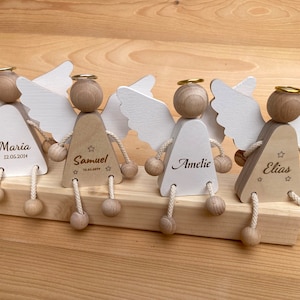 Taburete de borde ángel guardián ángel amuleto de la suerte talismán madera de Navidad letras de nombre personalizadas